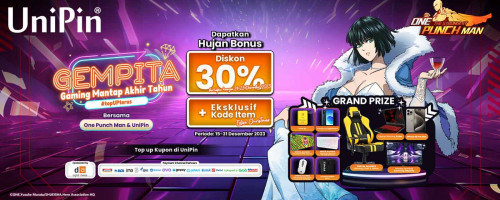 Gaming Mantap Akhir Tahun bareng One Punch Man – Raih 30% Christmas Sale, Grandprize + Eksklusif Kode Item